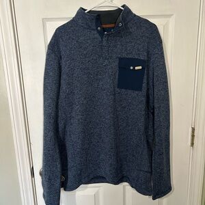 Woolrich Drifter Fleece Pullover Heathered Blue Sweatshirt X-Large NWT 1/4 Snap.